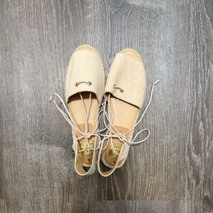 Anthropologie Kanna‎ Women's Beige Suede Lace Up Espardrilles Size 40/9